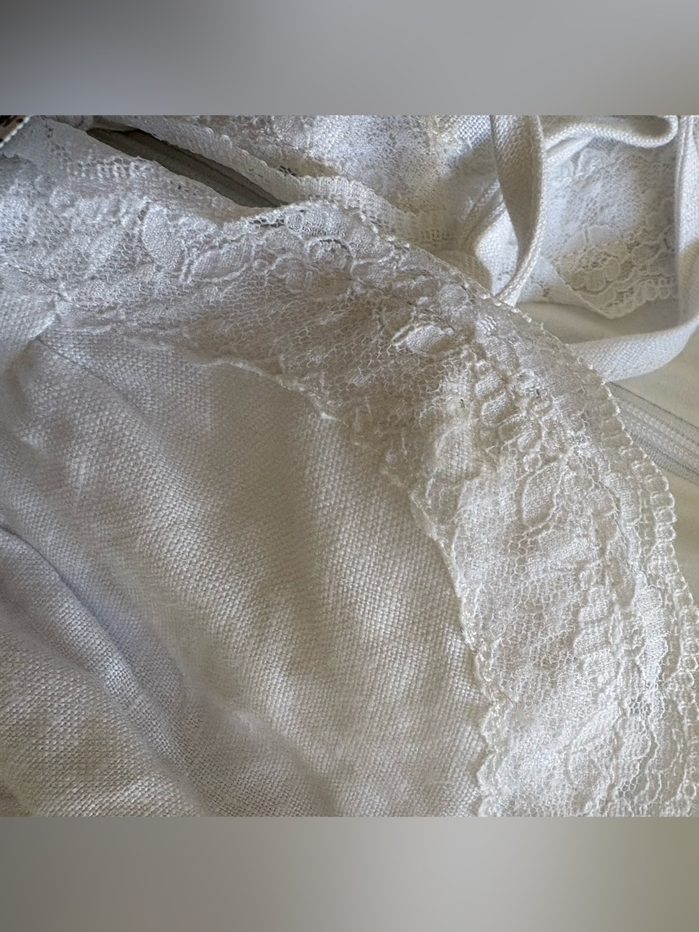 Reformation Reia Linen Mini Dress • Lace Trim • White • front ties • sz 6 - Picture 14 of 14